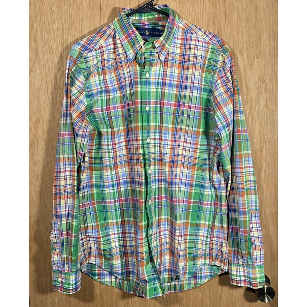 Ralph Lauren Men's Sz M Plaid Button Down Long Sleeve Shirt Pony Preppy Oxford